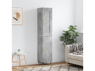 Buffet haut - bahut - meuble de rangement gris béton 34,5x34x180 cm bois d'ingénierie