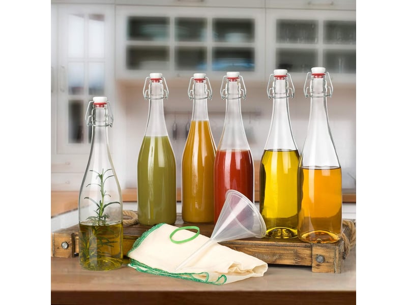  Lot de 3 bouteilles en verre avec bouchons – kit de fermentation 750ml  - Conforama E