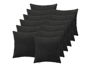 Lot de 12 coussins avec oreiller, coussins décoratifs heerlen noir velours cf50136
