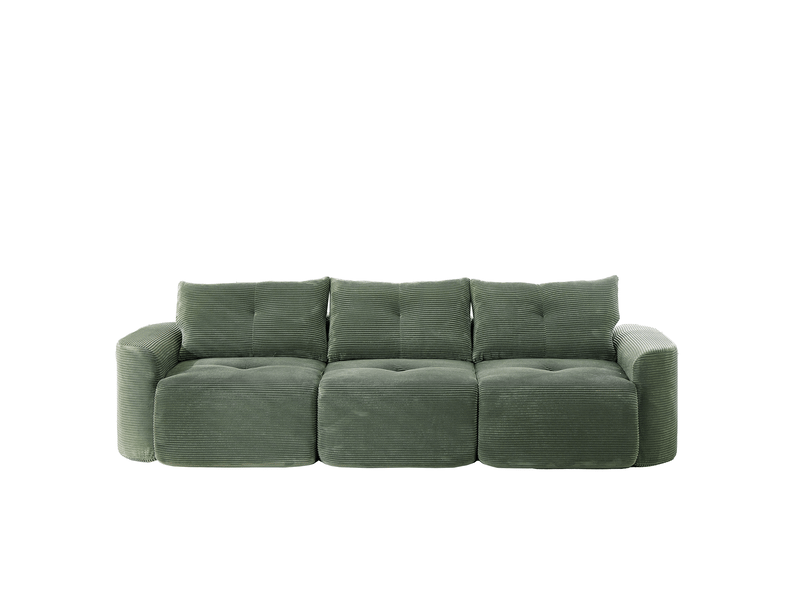  Canapé modulable 3 places 279x100x84 cm – vert sauge – configuration 2+1 avec assise amovible individuelle  - Conforama A
