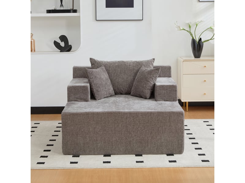Canapé modulable – canapé de salon, mousse haute résilience 30d, base antidérapante, facile à déplacer, gris, format compressé - Conforama C