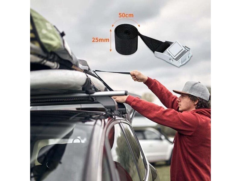 50cm sangle d'arrimage, 12pcs sangle à cliquet avec boucle de serrage en alliage de zinc pour fixation motovoitureporte  - Conforama B