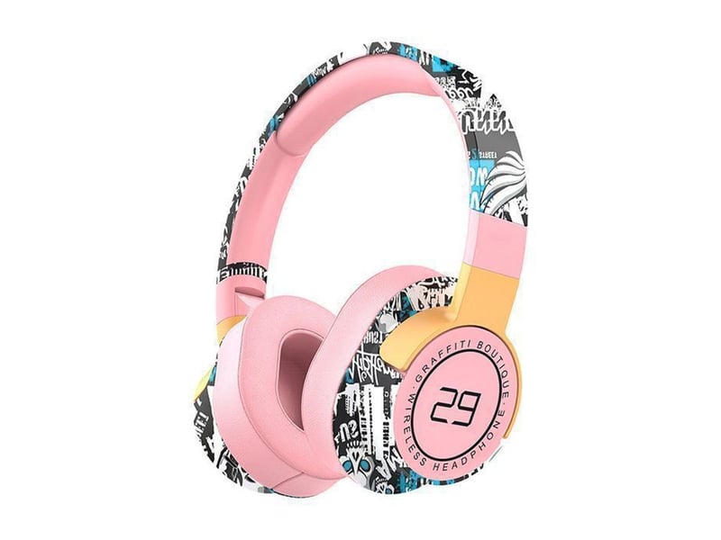  Casque bluetooth 5.1 pliable rose led antibruit micro  - Conforama A