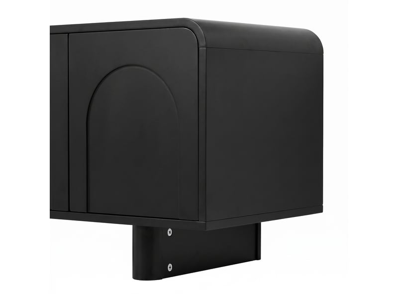  Meuble tv noir 180 cm avec portes et tiroirs, angles arrondis  - Conforama B
