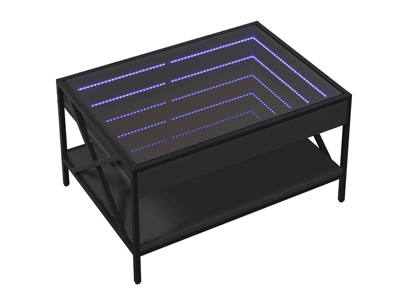 Table basse - table de salon - table à thé avec led infini noir 70x50x38 cm - Conforama C