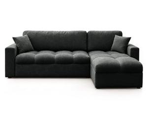 Canapé d'angle réversible fixe BESTMOBILIER CYRO 4 places Tissu gris avec coffre de rangement
