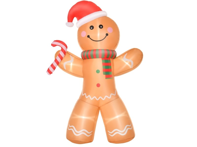  Décoration de noël gonflable bonhomme en pain d'épices 170 x 65 x 240 cm jaune en polyester avec led  - Conforama A