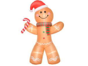 Décoration de noël gonflable bonhomme en pain d'épices 170 x 65 x 240 cm jaune en polyester avec led