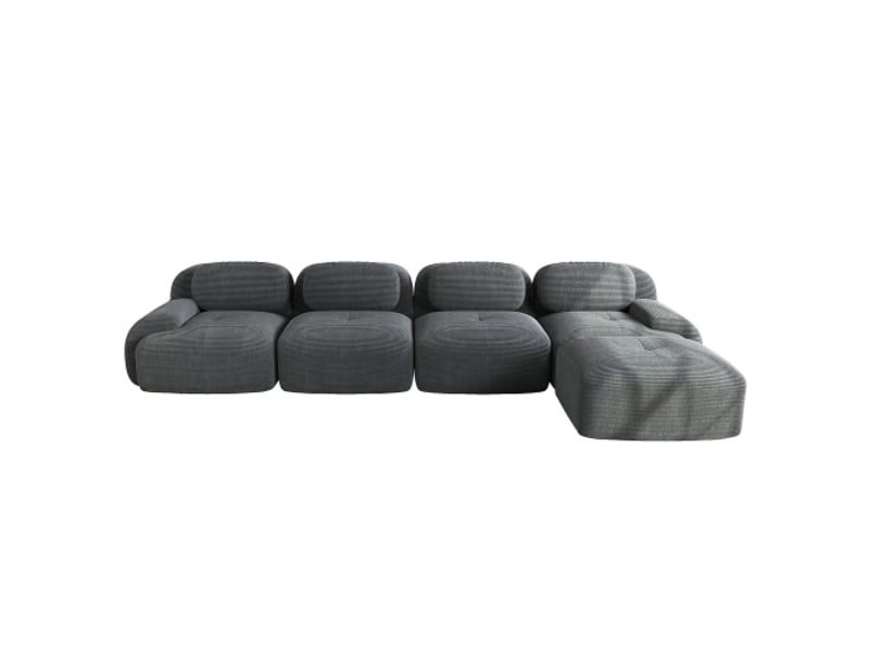  Canapé d’angle gris modulable 4 places - chaise longue, accoudoirs larges - sans cadre, sans montage, bureau salon cinéma  - Conforama A