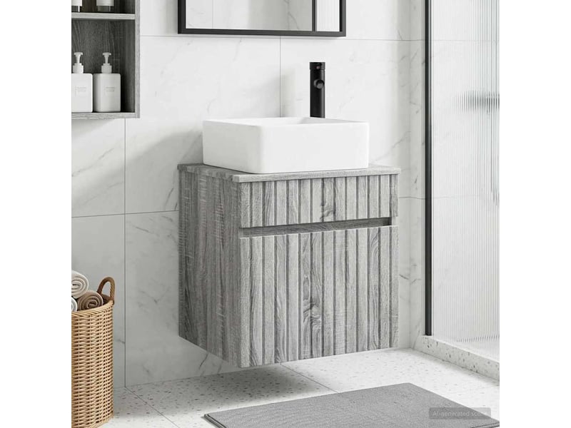 Meuble de lavabo mural, rangement salle de bain sonoma gris 49x41x63 cm shl3616 - Conforama B