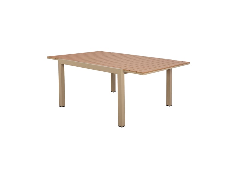 Table en alu carree extensible 120x120- 180 cm coloris bois creme - Conforama D