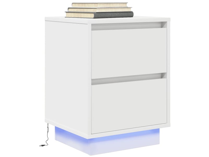  Lot de 2 tables de chevet - cabinet de chevet - table de nuit avec lumières led blanc 38x34x50 cm  - Conforama E