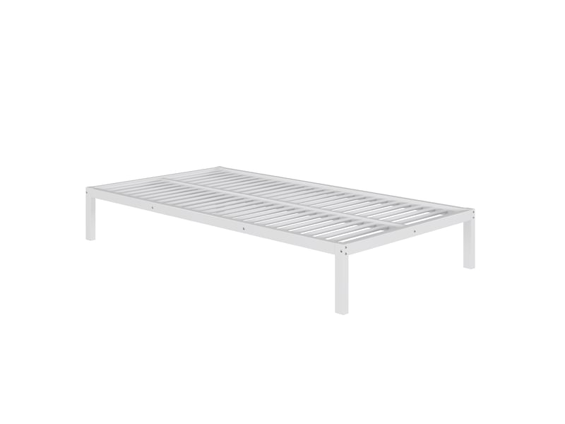  Lit mezzanine 90×200 cm avec bureau, étagères, usb et type-c, métal et mdf blanc sans matelas  - Conforama D