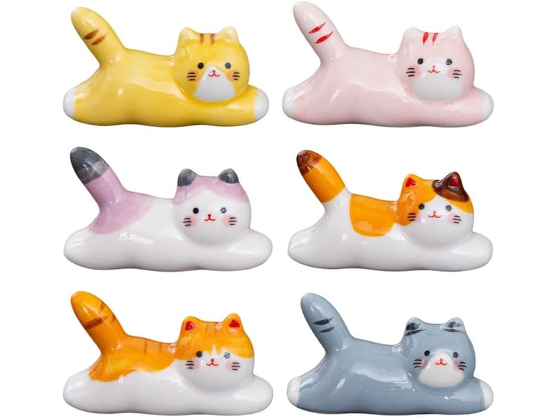  Repose-baguettes chat mignon - 6 pièces porte-cuillère fourchette porte-couteau - porte-baguettes en céramique - outils de cuisine porte-baguettes  - Conforama A