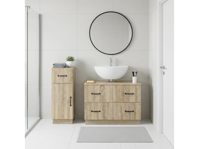  Ensemble de 2 meubles de salle de bain hoorn chêne sonoma cf63188  - Conforama B