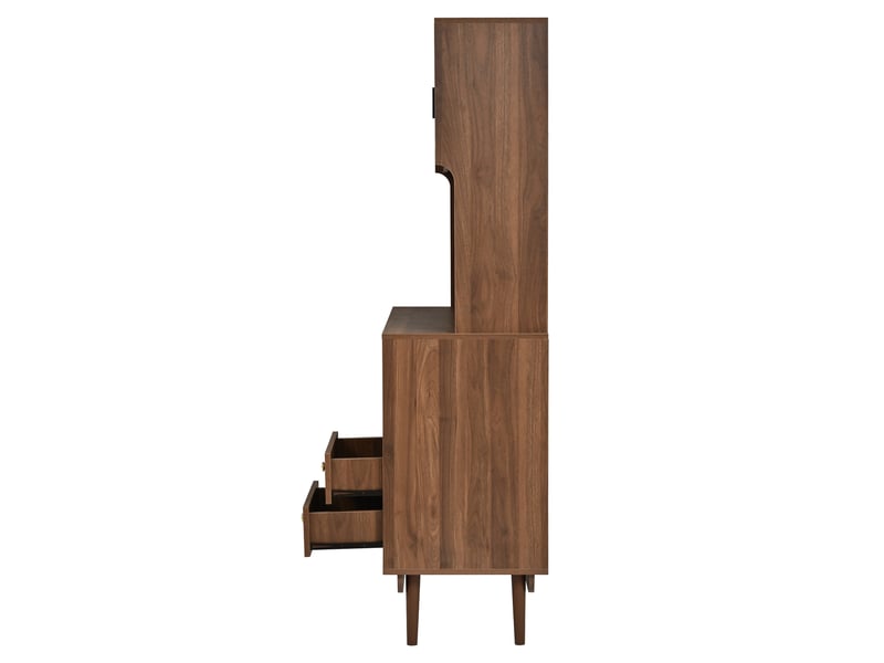  Buffet de cuisine avec 4 portes coulissantes en verre strié et 2 tiroirs, panneau perforé, pour cuisine, 117×30×170 cm  - Conforama E