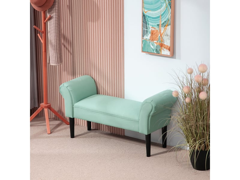  Banc entrée bout de lit rembourré pour chambre à coucher, tissu à voile, vert, 102 x 36 x 51 cm  - Conforama C
