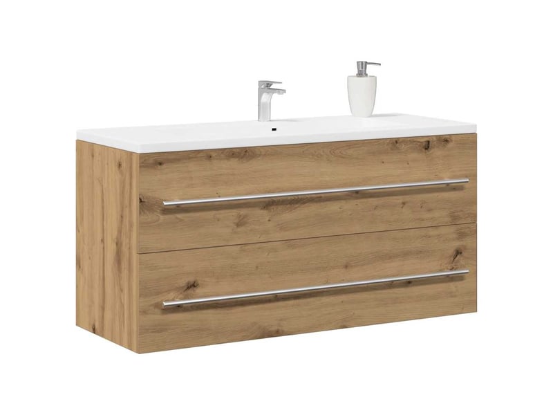  Meuble sous-vasque salle de bain en chêne massif 100x38.5x48cm bois d'ingénierie  - Conforama D