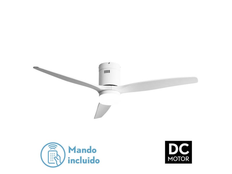  Ventilateur de plafond fabrilamp aguilón dc blancblanc 3 pales 132 cm 6 vitesses led 20 w télécommande 128291301 - Conforama A