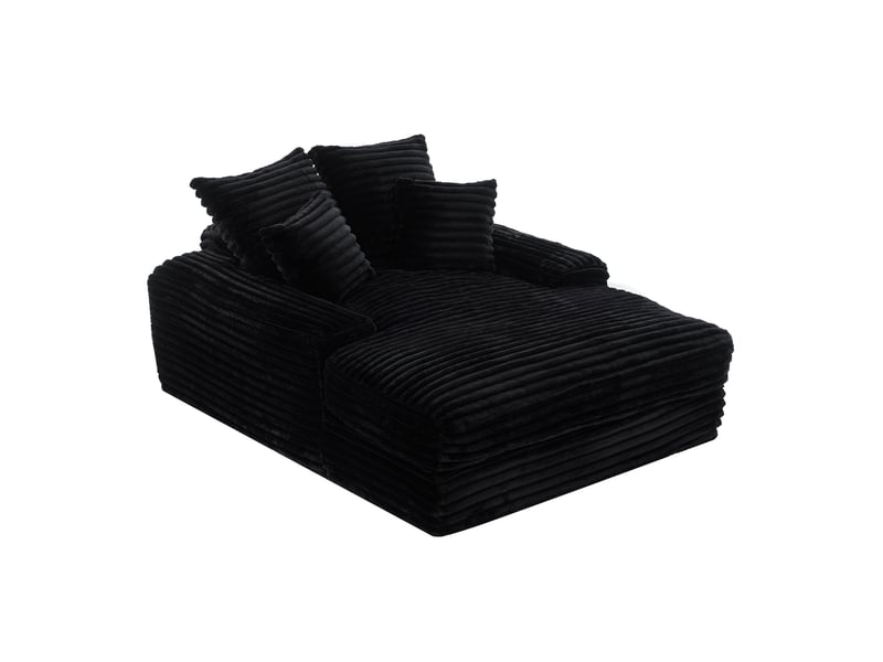  Méridienne convertible noire en velours côtelé avec 4 coussins amovibles, confort pour le salon au quotidien  - Conforama A