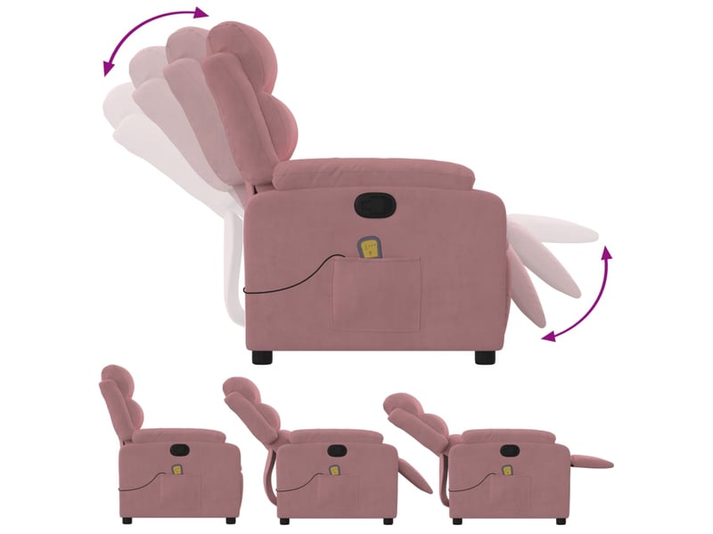  Vidaxl fauteuil de massage inclinable rose velours  - Conforama E