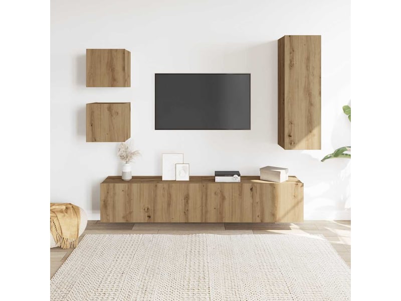  Ensemble de meuble tv - banc tv - meuble de rangement mural 5 pcs chêne artisanal  - Conforama C
