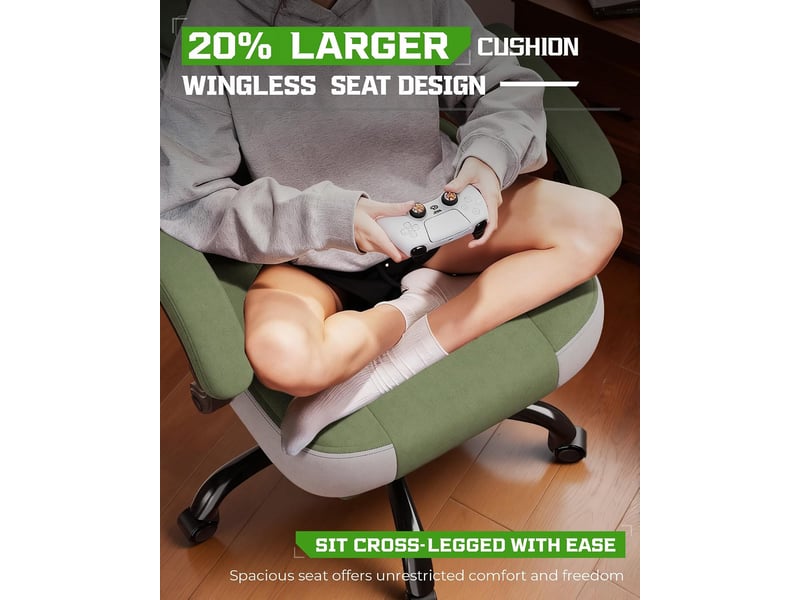  Gtplayer chaise de jeu en tissu avec accoudoirs synchronisés, inclinaison de 90-155° et repose-pieds - vert - double ligne LR408-GE-DL-FA - Conforama D