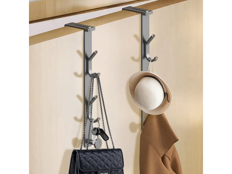 Crochets de porte 2 pièces x3 manteau sans percage, réglable 1.2-6.2 cm patère pour portes et armoire pour suspendre, gris - Conforama A
