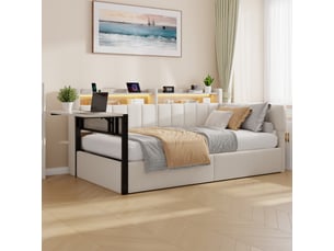 Lit banquette 90x200 cm <strong>MODERNLUXE</strong> <strong></strong> coloris blanc