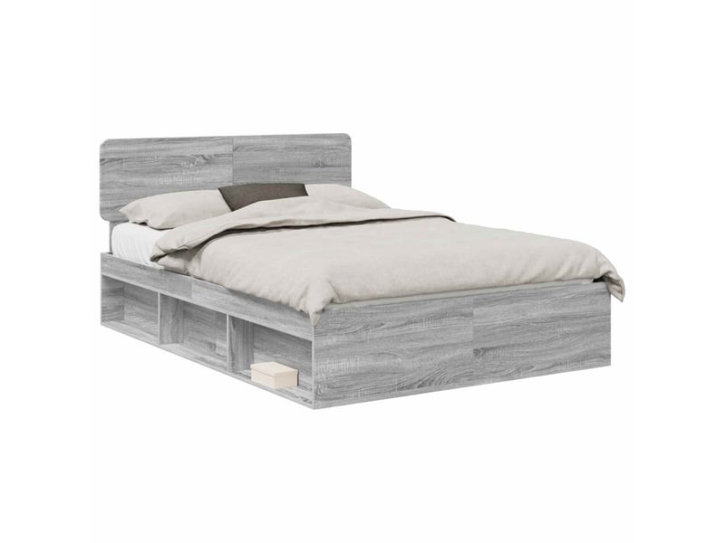  Lit double- lit adulte -  cadre de lit gris sonoma 150 x 200 cm pin massif  - Conforama A