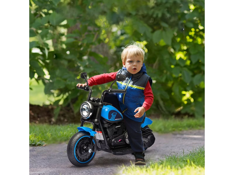 Moto électrique pour enfants 3 kmh 6v avec phare led 2 roues d'entraînement de 18 à 36 mois avec moteur puissant bleu  - Conforama C