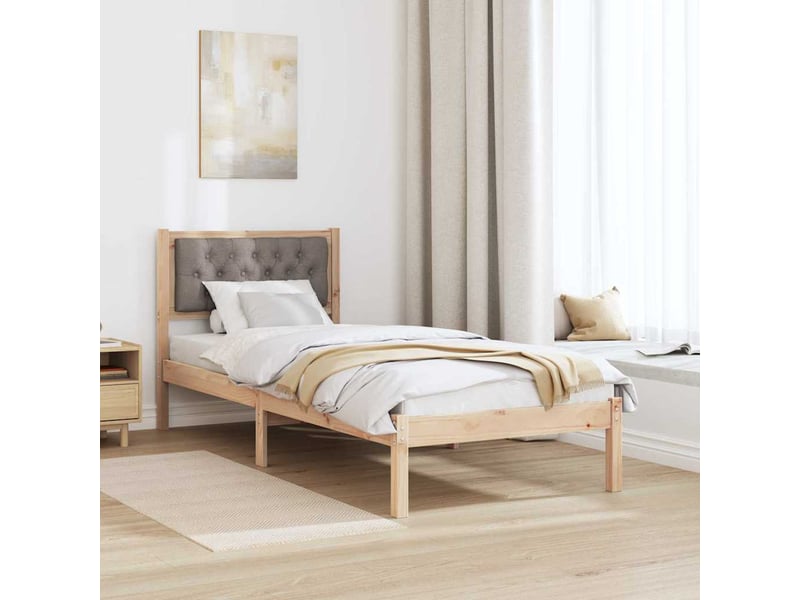  Lit simple- lit adulte -  cadre de lit avec tête de lit taupe 80 x 200 cm pin massif  - Conforama C