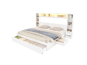 Lit avec rangement 180x200 cm MODFU   coloris blanc