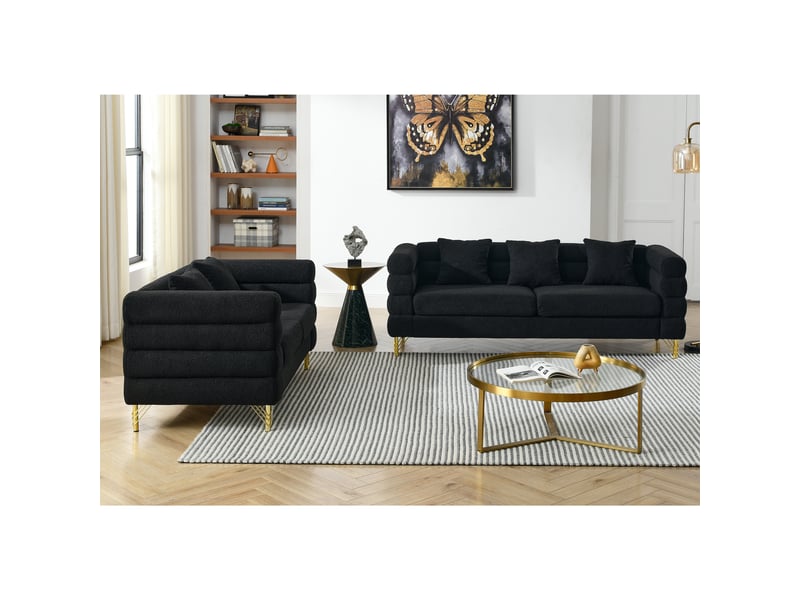  Canapé moderne - un ensemble de canapés modernes, doux et en forme de nuage, 205.7 x 81 x 71 cm, noir, réf. W3349s00154  - Conforama B