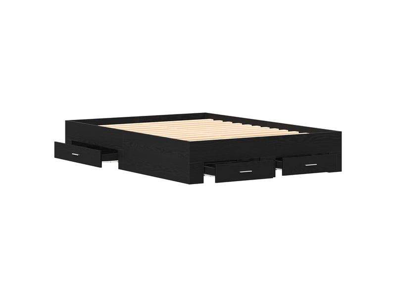  Lit double- lit adulte -  cadre de lit chêne noir 140 x 190 cm bois d'ingénierie  - Conforama D