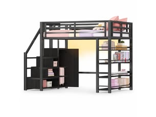 Lit mezzanine 140x200 cm MEUBLIV   coloris noir