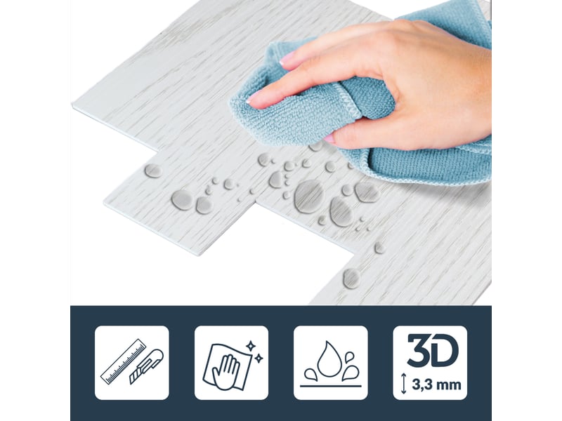  Crédence adhésive murale 3d  - effet bois 4 pièces 25x25 cm  - Conforama D