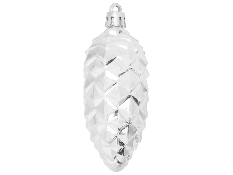  Boule de pomme de pin de noël 40 pcs argenté 4 x 9 cm plastique  - Conforama D