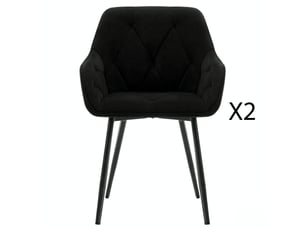 Chaises de salle à manger lot de 2 avec accoudoirs ergonomiques - pieds métal, velours noir