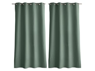 Rideaux occultant thermique, vert gris, 140x240 cm, lot de 2, avec œillets, collection oxford, cmadeco - vert