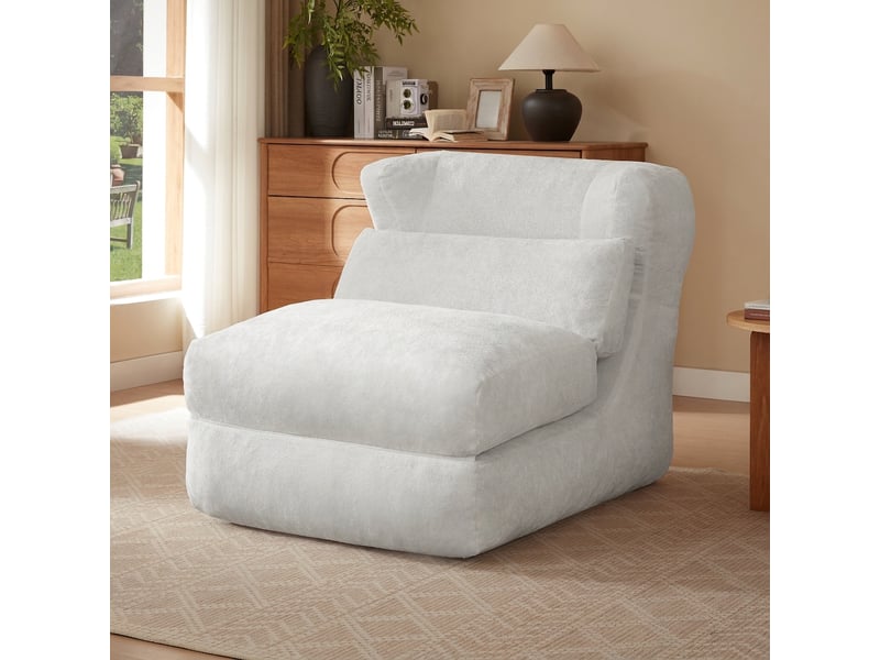  Canapé sans armature blanc convertible en chaise longue fauteuil paresseux  - Conforama B