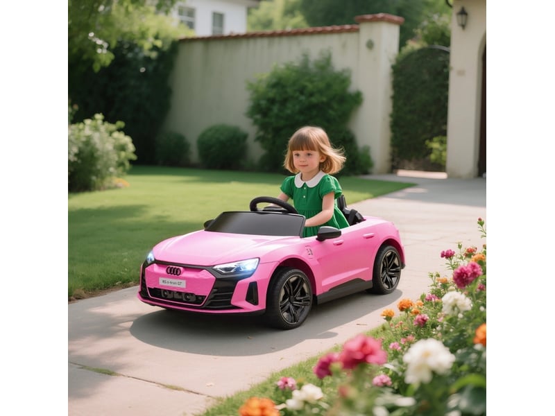  Voiture électrique enfant audi rs e-tron gt 103x58x41 cm 12 v avec télécommande métal rose  - Conforama B