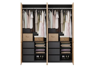 Armoire tcqpz 8 portes 180 x 50 x 200 cm 6 tiroirs 2 tringles coloris chêne artisan