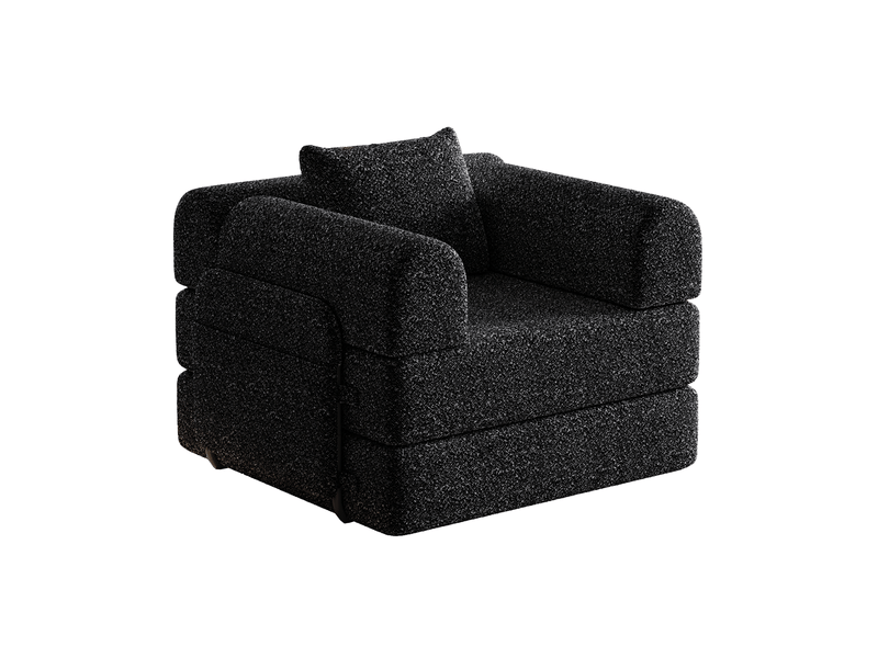  Canapé-lit 2-en-1 1 place 91.4x94x69.8 cm avec rangement dans l’accoudoir, structure en métal, coloris noir  - Conforama A