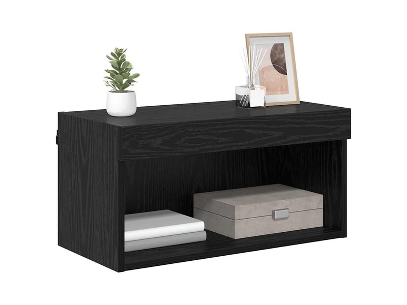 Ensemble meuble tv - banc tv - meuble de rangement 60 x 30 x 30 cm chêne noir bois d'ingénierie - Conforama C