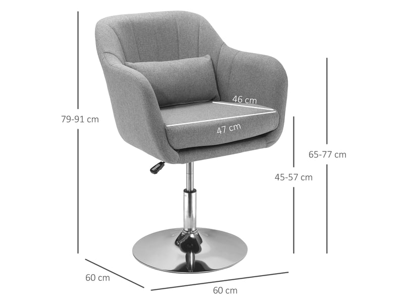  Fauteuil de bureau pivotant 360° réglable en hauteur - lpospi - dossier avec coussin, polyester - gris  - Conforama D