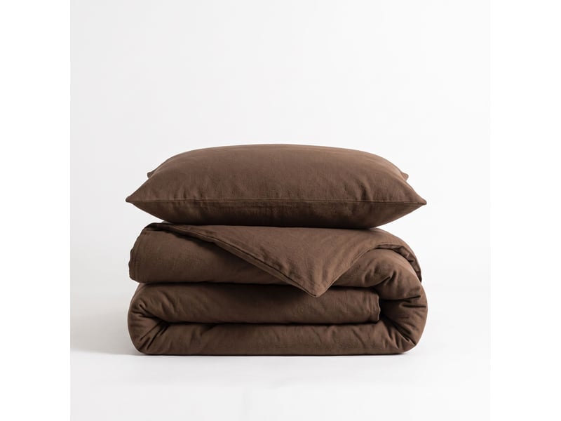  Parure de lit 140x200 flanelle marron terre de nuit  - Conforama A