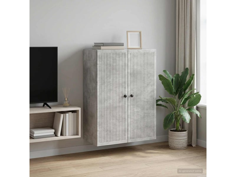  Armoire murale salon gris béton 66x34,5x90cm bois d'ingénierie shl6722  - Conforama B