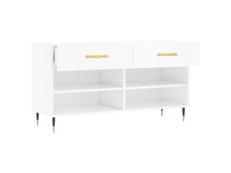  Banc à chaussures blanc brillant 102x35x55 cm bois d'ingénierie shl8267  - Conforama E