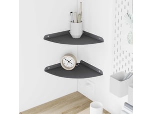 Lot de 2 étagères flottantes d'angle, étagères murales anthracite 24 x 24 x 2 cm cf41641